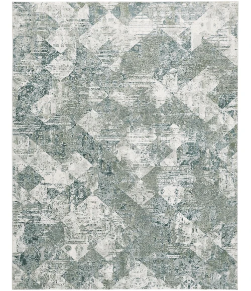 Feizy Atwell Contemporary Distressed Accent Rug, Tiled, Iceberg Green, 2ft x 3ft