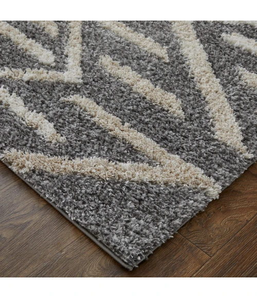 Feizy Mynka Bohemian & Eclectic Diamond, Gray/Ivory, 7'-11" x 10' Area Rug