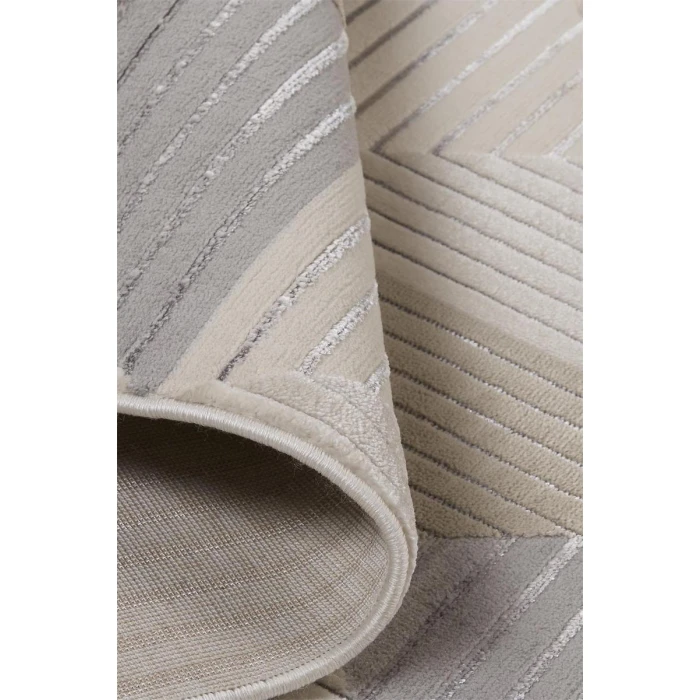 Feizy Micah Mid-Century Modern Geometric, Ivory/Gray/Ivory, 9'-2" x 12' Area Rug