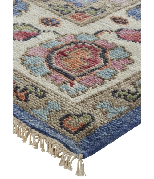 Feizy Beall Luxury Wool Rug, Ornamental Border, Classic Blue, 2ft x 3ft Accent Rug