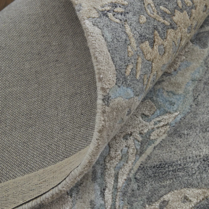 Feizy Zarah Industrial Watercolor, Gray/Tan/Blue, 2' x 3' Accent Rug