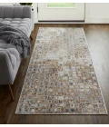 Feizy Laina Mid-Century Modern Geometric, Tan/Ivory/Blue, 3' x 10' Runner