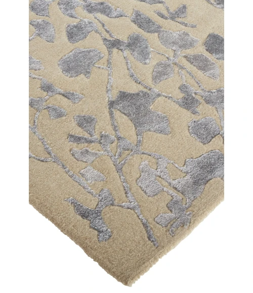 Feizy Bella High/Low Floral Wool Rug, Latte/Silver Gray, 5ft x 8ft Area Rug