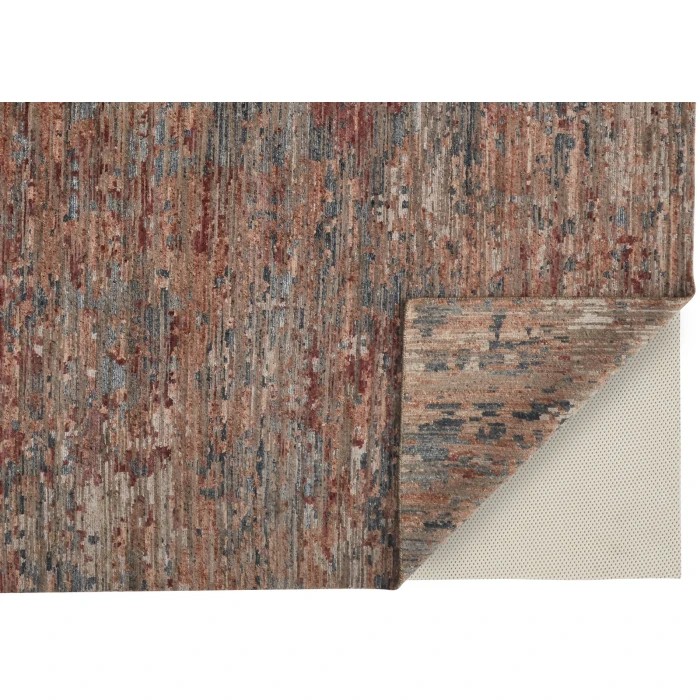 Feizy Conroe Luxe Abstract Hand Knot Rug, Copper/Blue/Henna, 2ft-6in x 8ft Runner