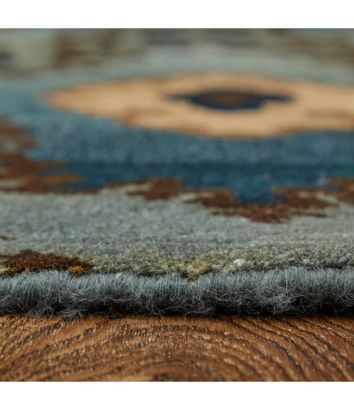 Feizy Amzad Craftsman Ikat, Blue/Gray/Tan, 9'-6" x 13'-6" Area Rug