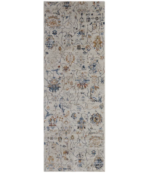 Feizy Kaia Casual Floral & Botanical, Ivory/Orange/Blue, 2'-6" x 10' Runner