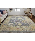 Feizy Karina Hand-Knotted Botanical Area Rug, Blue/Wheat Beige, 7ft-9in x 9ft-9in