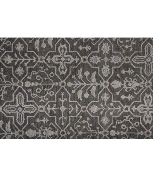 Feizy Fallon Rustic Farmhouse Rug, Ornamental, Warm Dark Gray, 2ft x 3ft Accent Rug