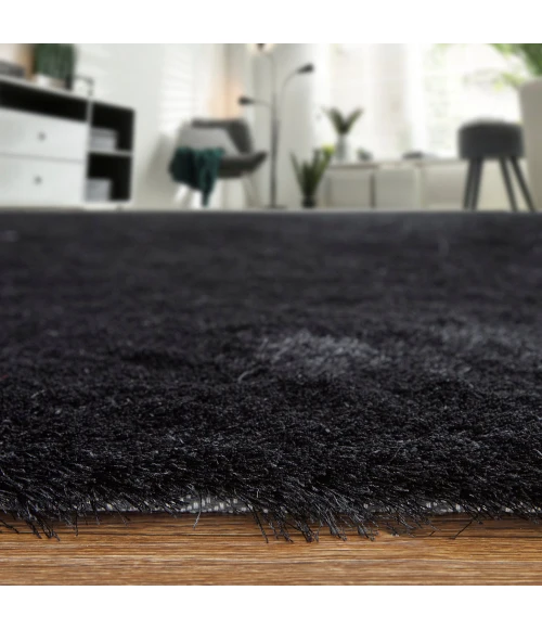 Feizy Indochine Luxury & Glam Solid, Black, 8' x 8' Round Rug