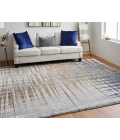 Feizy Clio Industrial Abstract, Blue/Orange/Gray, 9' x 12' Area Rug