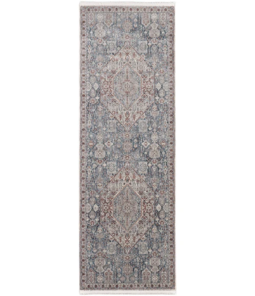 Feizy Marquette Bohemian & Eclectic Medallion, Blue/Ivory, 2'-8" x 10' Runner
