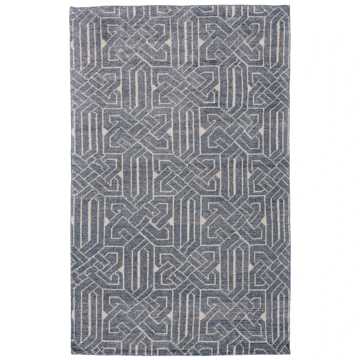 Feizy Parker Mid-Century Modern Geometric, Blue/Ivory, 4' x 6' Accent Rug