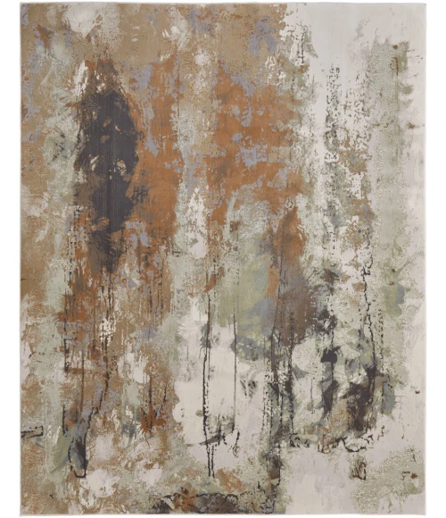 Feizy Clio Industrial Abstract, Orange/Purple/Green, 9' x 12' Area Rug