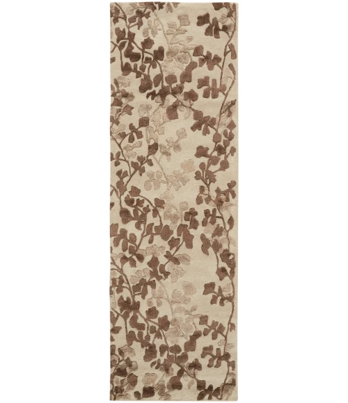 Feizy Bella Casual Floral & Botanical, Ivory/Taupe/Brown, 2'-6" x 8' Runner