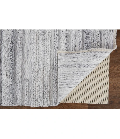 Feizy Alden Contemporary Bohemian Shag Rug, Ivory/Light Gray, 10ft x 14ft Area Rug