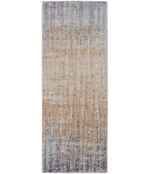 Feizy Laina Industrial Gradient & Ombre, Tan/Brown/Blue, 3' x 12' Runner