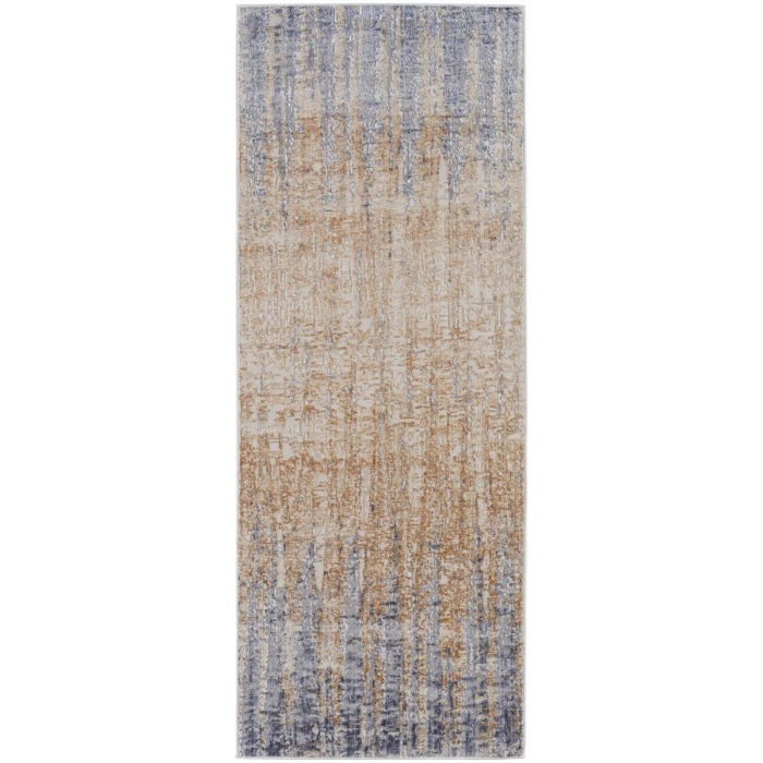 Feizy Laina Industrial Gradient & Ombre, Tan/Brown/Blue, 3' x 12' Runner