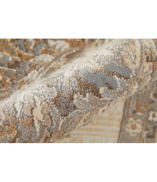 Feizy Celene Classic Bordered, Tan/Ivory/Brown, 7'-9" x 7'-9" Round Rug