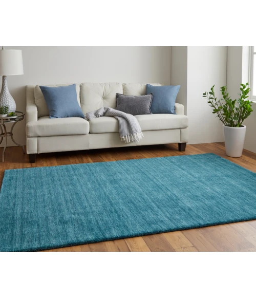 Feizy Luna Casual Solid, Blue/Green, 9'-6" x 13'-6" Area Rug