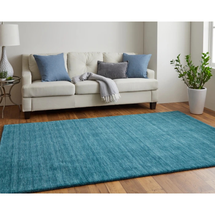 Feizy Luna Casual Solid, Blue/Green, 9'-6" x 13'-6" Area Rug