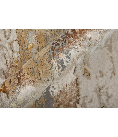 Feizy Aura Casual Abstract, Ivory/Gold/Brown, 1'-8" x 2'-10" Accent Rug