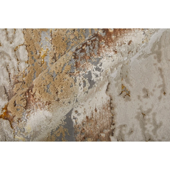 Feizy Aura Casual Abstract, Ivory/Gold/Brown, 1'-8" x 2'-10" Accent Rug