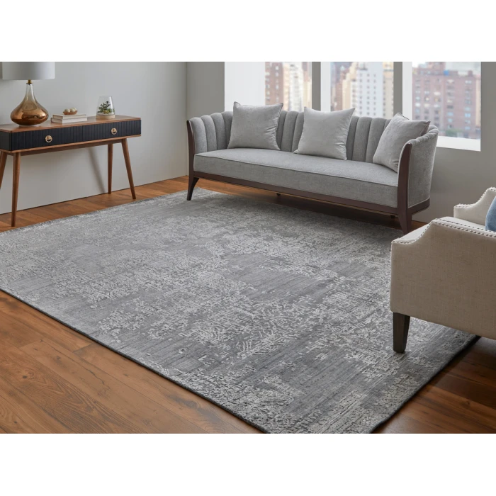 Feizy Eastfield Casual Abstract, Gray, 8' x 8' Round Rug