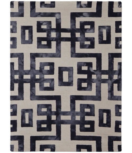 Feizy Lorrain Mid-Century Modern Geometric, Ivory/Black, 9'-6" x 13'-6" Area Rug
