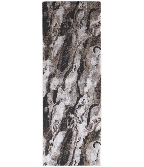 Feizy Vancouver Contemporary Abstract Rug, Charcoal Gray/Beige, 2'-10" X 7'-10" Area Rug