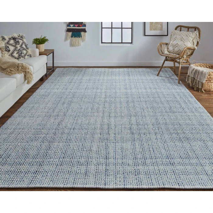 Feizy Naples Space Dyed In/Outdoor Flatweave, Dusty Blue, 8ft x 10ft Area Rug