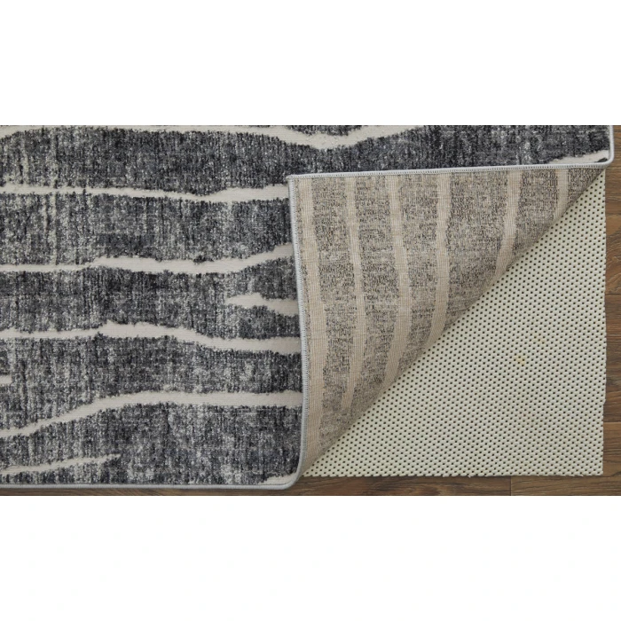 Feizy Kano Industrial Abstract, Black/Gray/Ivory, 2'-7" x 8' Runner