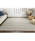 Feizy Keaton Handmade Striped Wool Rug, Neutral Tan/Ivory, 5ft x 8ft Area Rug
