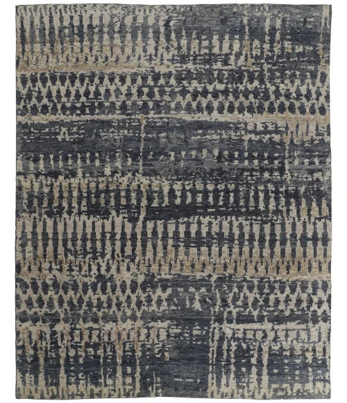 Feizy Palomar Luxe Hand-Knot Abstract Area Rug, Denim Blue, 11x6in x 15ft