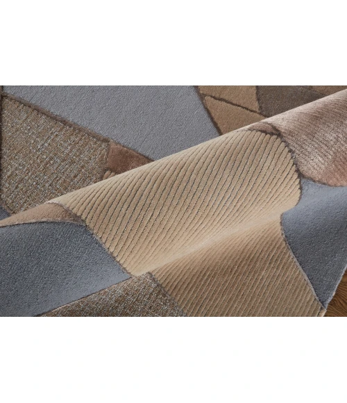 Feizy Nash Farmhouse Geometric, Tan/Brown/Blue, 5' x 8' Area Rug