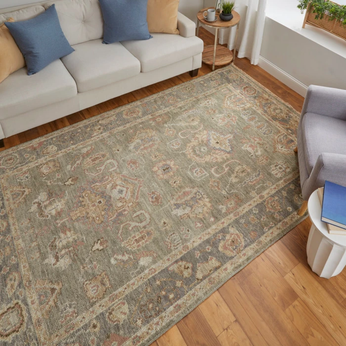 Feizy Carrington Vintage Oriental, Gray/Gold/Pink, 9'-6" x 13'-6" Area Rug