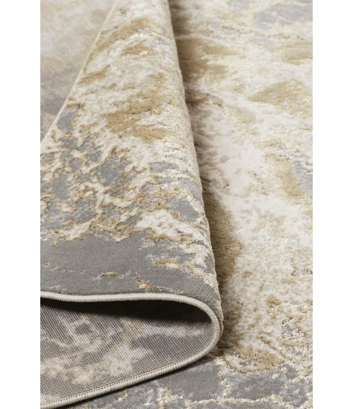 Feizy Aura Industrial Abstract, Ivory/Silver/Gold, 13' x 20' Area Rug