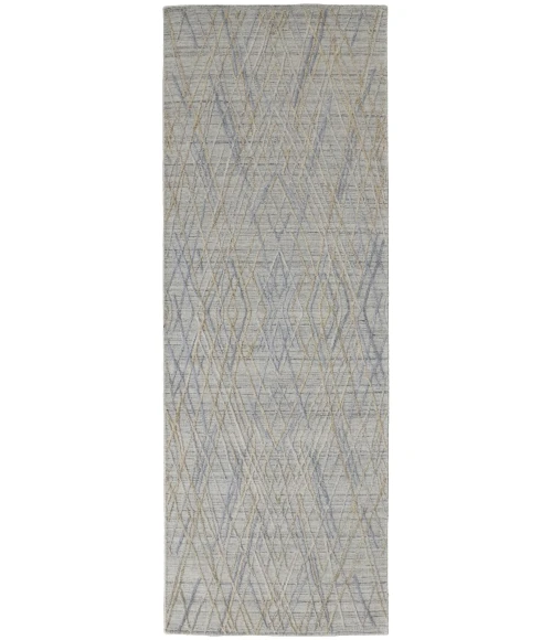 Feizy Elias Abstract Diamond Runner, High/Low, Oyster Gray/Taupe, 2ft-9in x 10ft
