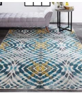 Feizy Keats Casual Abstract, Blue/Ivory/Yellow, 8'-9" x 8'-9" Round Rug
