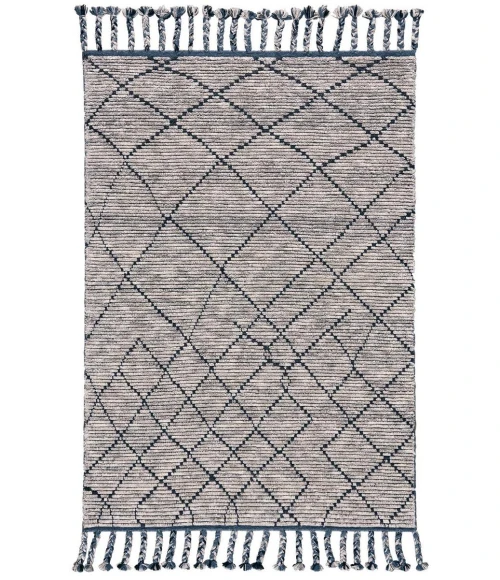 Feizy Twain Global Diamond, Taupe/Blue/White, 9'-6" x 13'-6" Area Rug