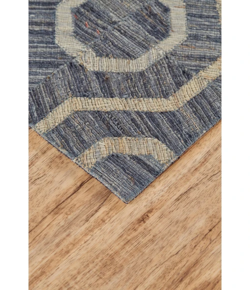 Feizy Bermuda Mid-Century Modern Geometric, Blue/Tan/Ivory, 4' x 6' Accent Rug