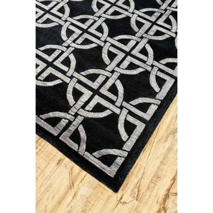 Feizy Dim Sum Global Abstract, Black/Silver, 8'-6" x 11'-6" Area Rug