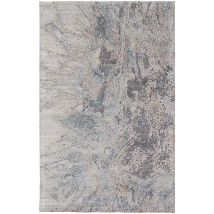 Feizy Zarah Industrial Watercolor, Gray/Tan/Blue, 2' x 3' Accent Rug