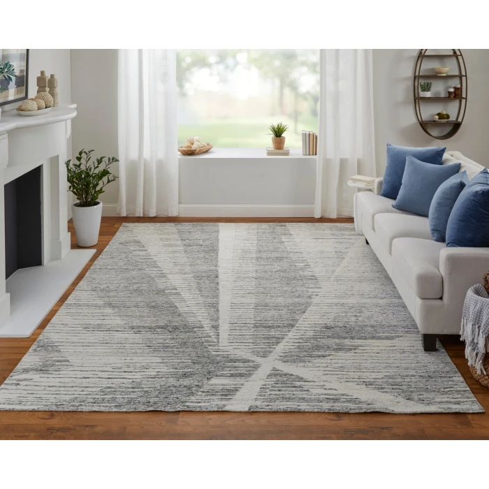 Feizy Brighton Casual Abstract, Ivory/Gray, 2'-6" x 12' Runner