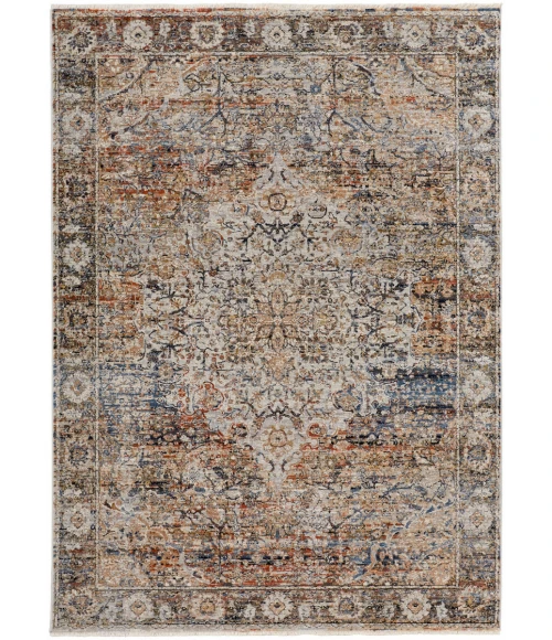Feizy Kaia Oriental Orange/Blue Rug, 7'-10" X 9'-6" Area Rug