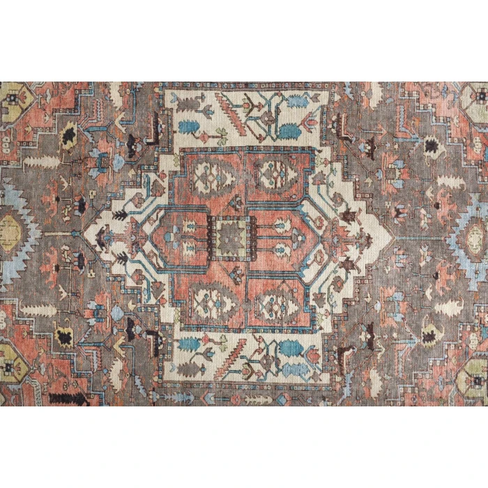 Feizy Percy Vintage Medallion, Pink Clay/Warm Gray, 7ft-10in x 9ft-10in Area Rug