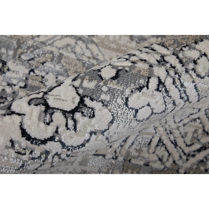 Feizy Macklaine Bohemian & Eclectic Distressed, Ivory/Silver/Black, 12' x 15' Area Rug