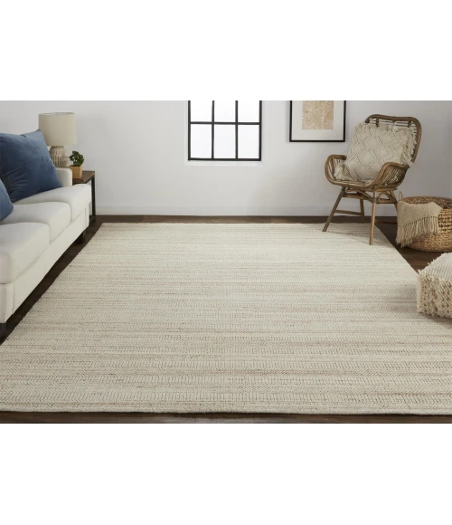 Feizy Keaton Handmade Striped Wool Rug, Neutral Tan/Beige, 2ft x 3ft Accent Rug