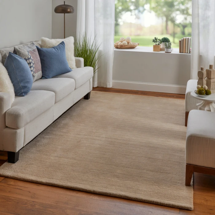 Feizy Luna Casual Solid, Tan, 10' x 10' Round Rug