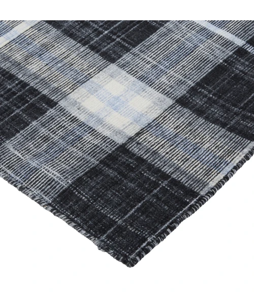 Feizy Jemma Rustic Plaid, Black/White/Blue, 4' x 6' Accent Rug
