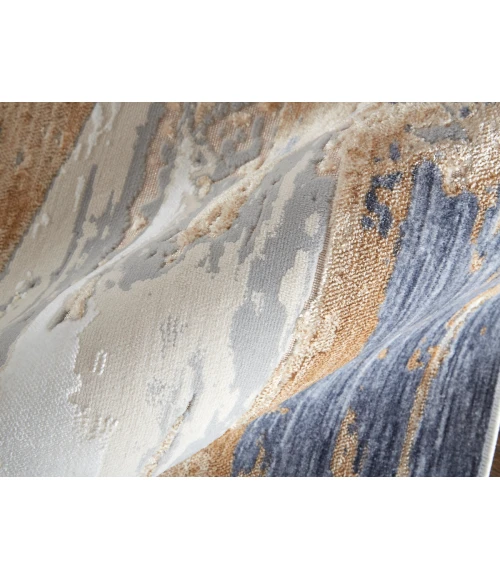 Feizy Laina Industrial Abstract, Tan/Orange/Ivory, 3' x 10' Runner